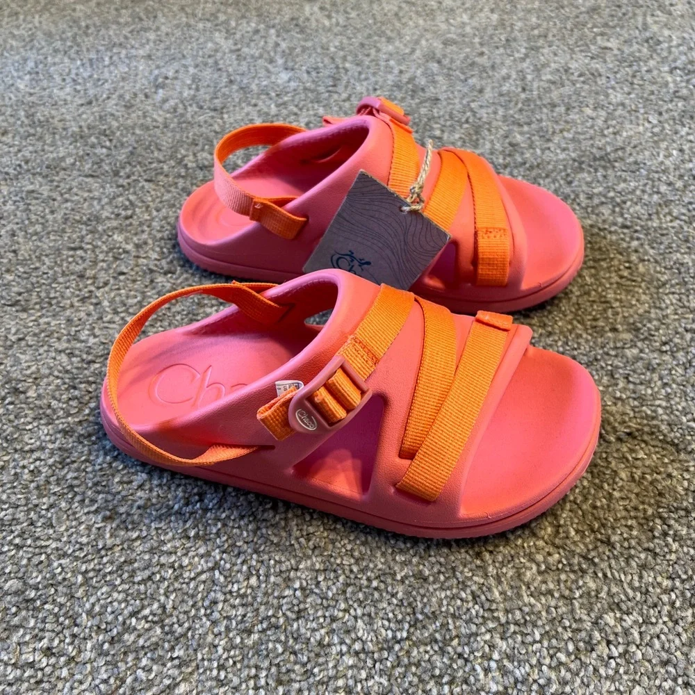 chaco sandals girls 3 coral pink orange classic strap outdoor‎ casual hiking